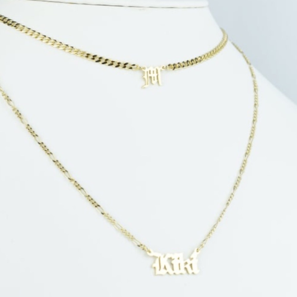 Gold filled letter M initial necklace